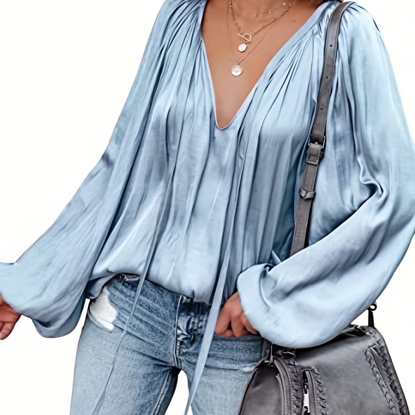 Elegant V-Neck Long Sleeve Blouse