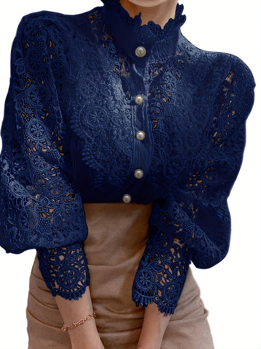 Vintage Lace Pearl Button Blouse