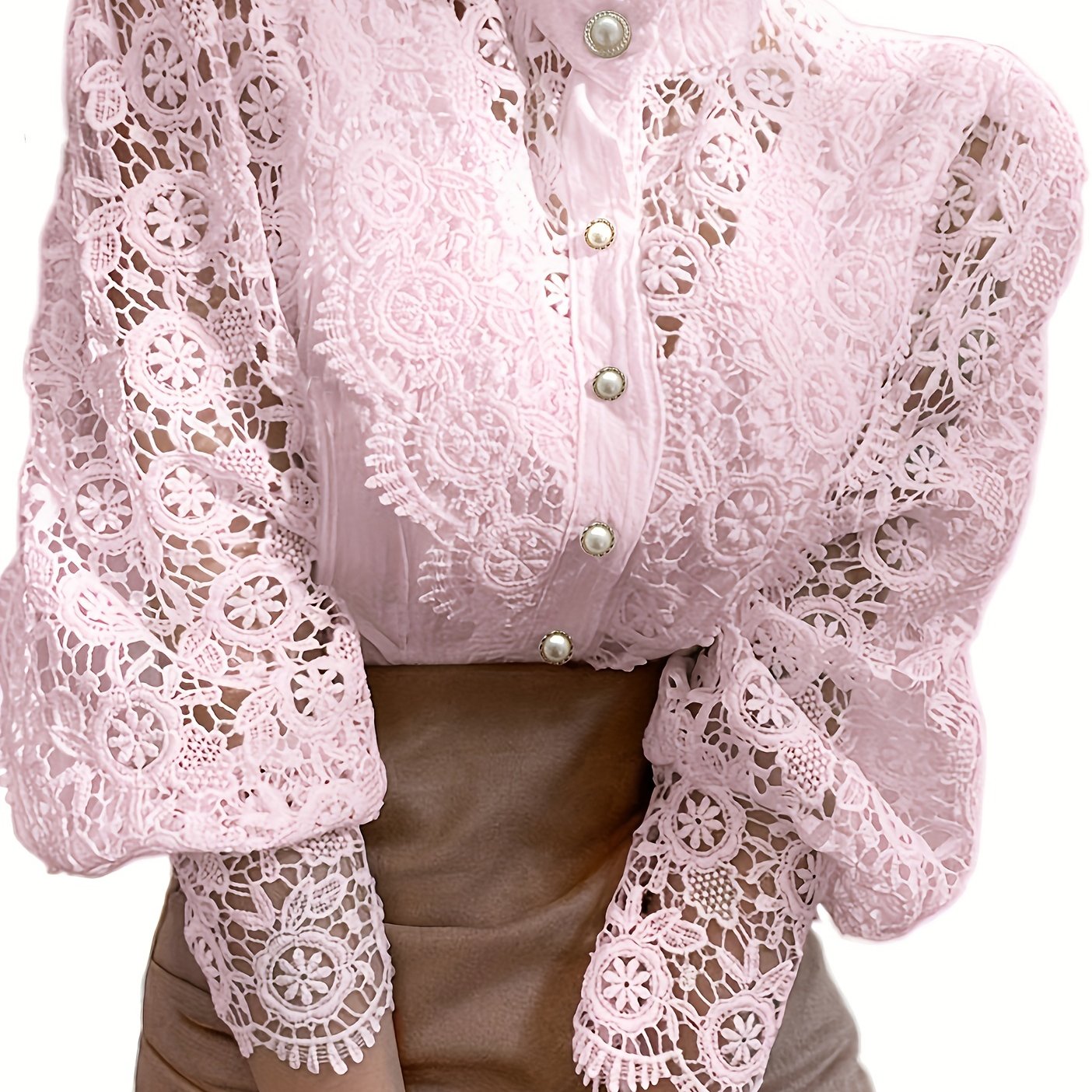 Vintage Lace Pearl Button Blouse