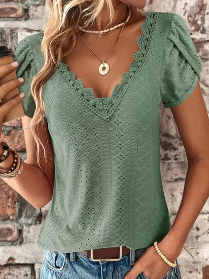 Ruffle Sleeve V-Neck Blouse