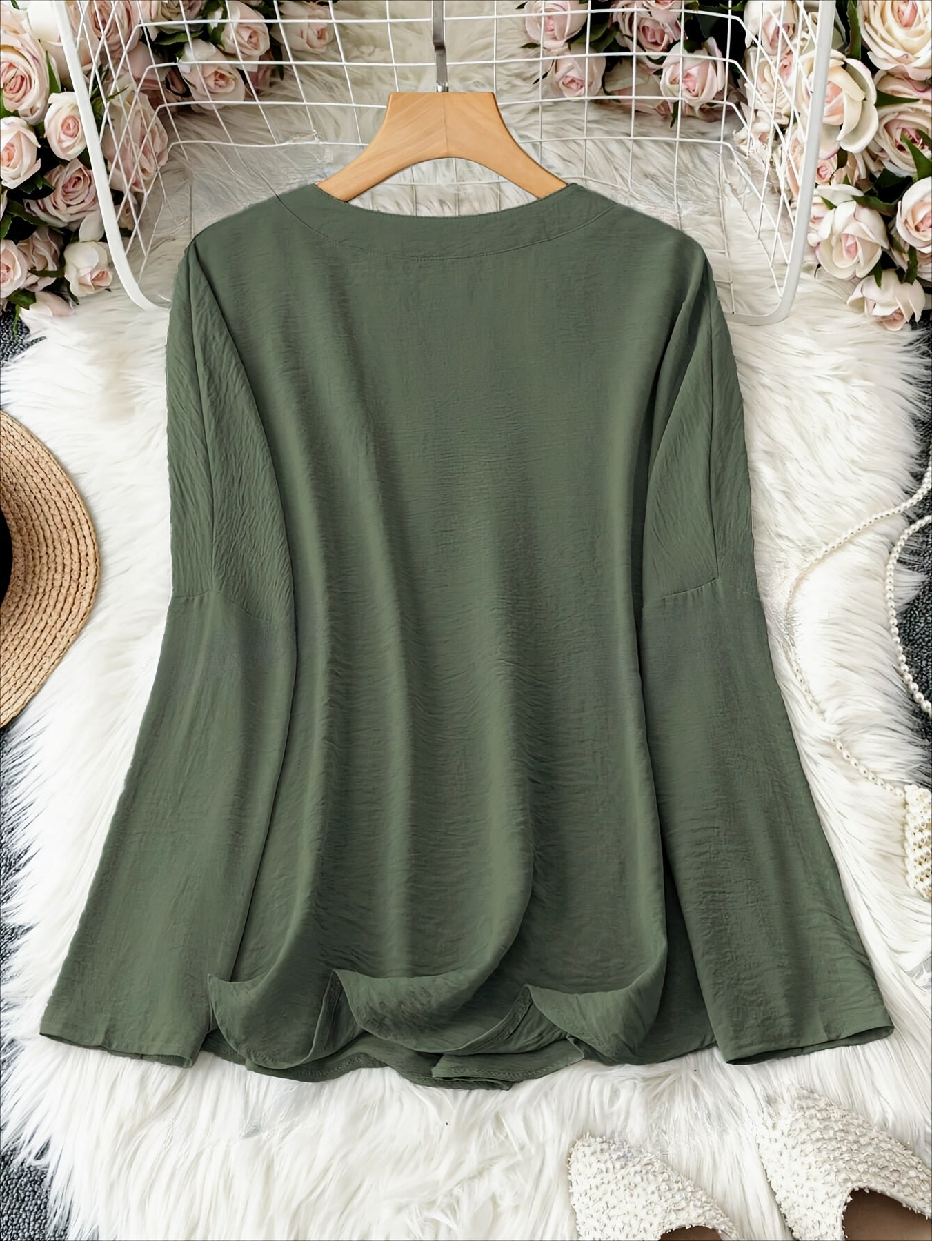 Loose Fit V-Neck Blouse