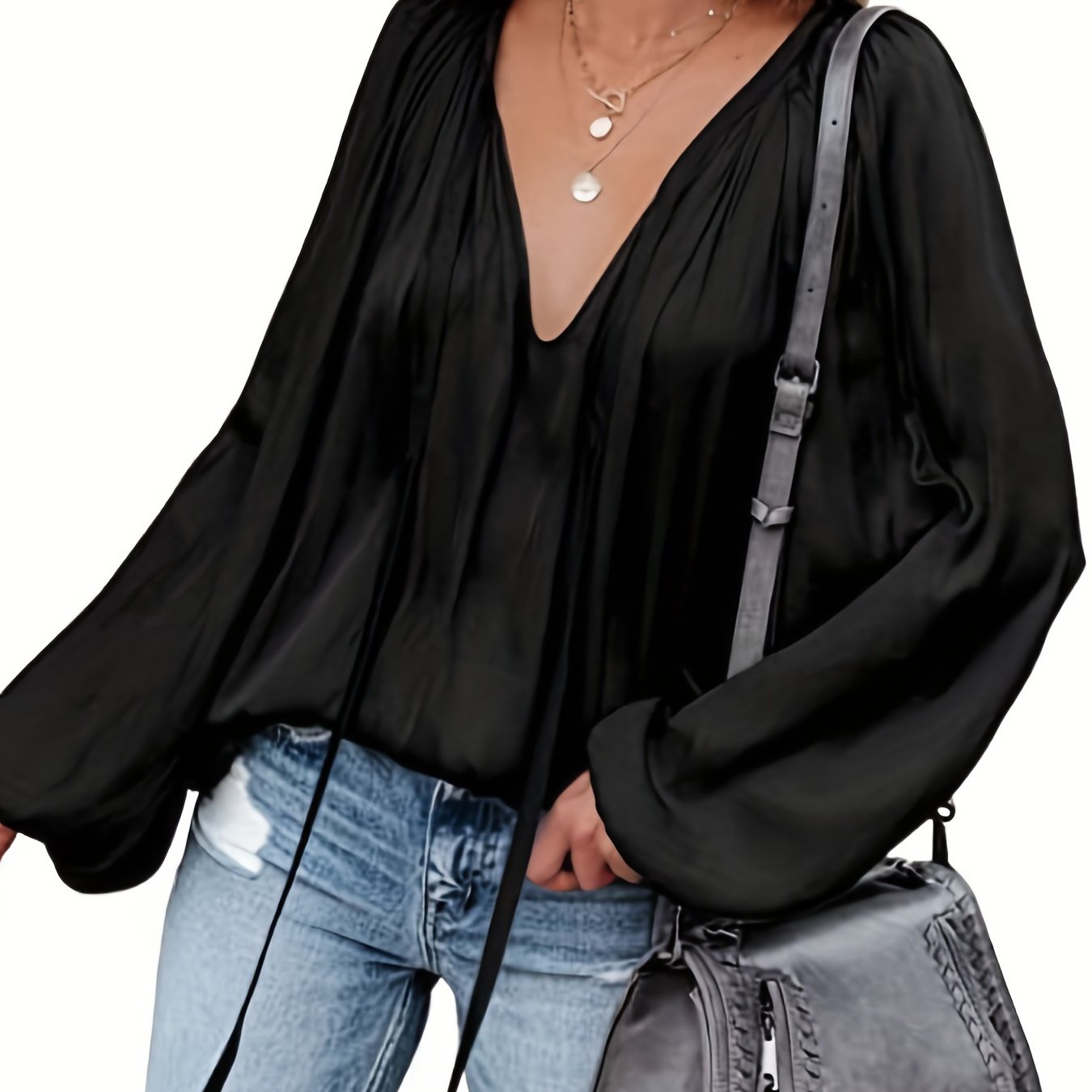 Elegant V-Neck Long Sleeve Blouse