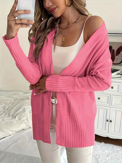 Elegant Open Front Cardigan with Pockets