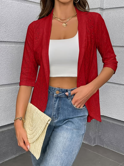 Three-Quarter Sleeve Casual Cardigan