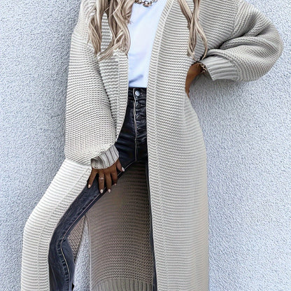 Long V-Neck Open Cardigan