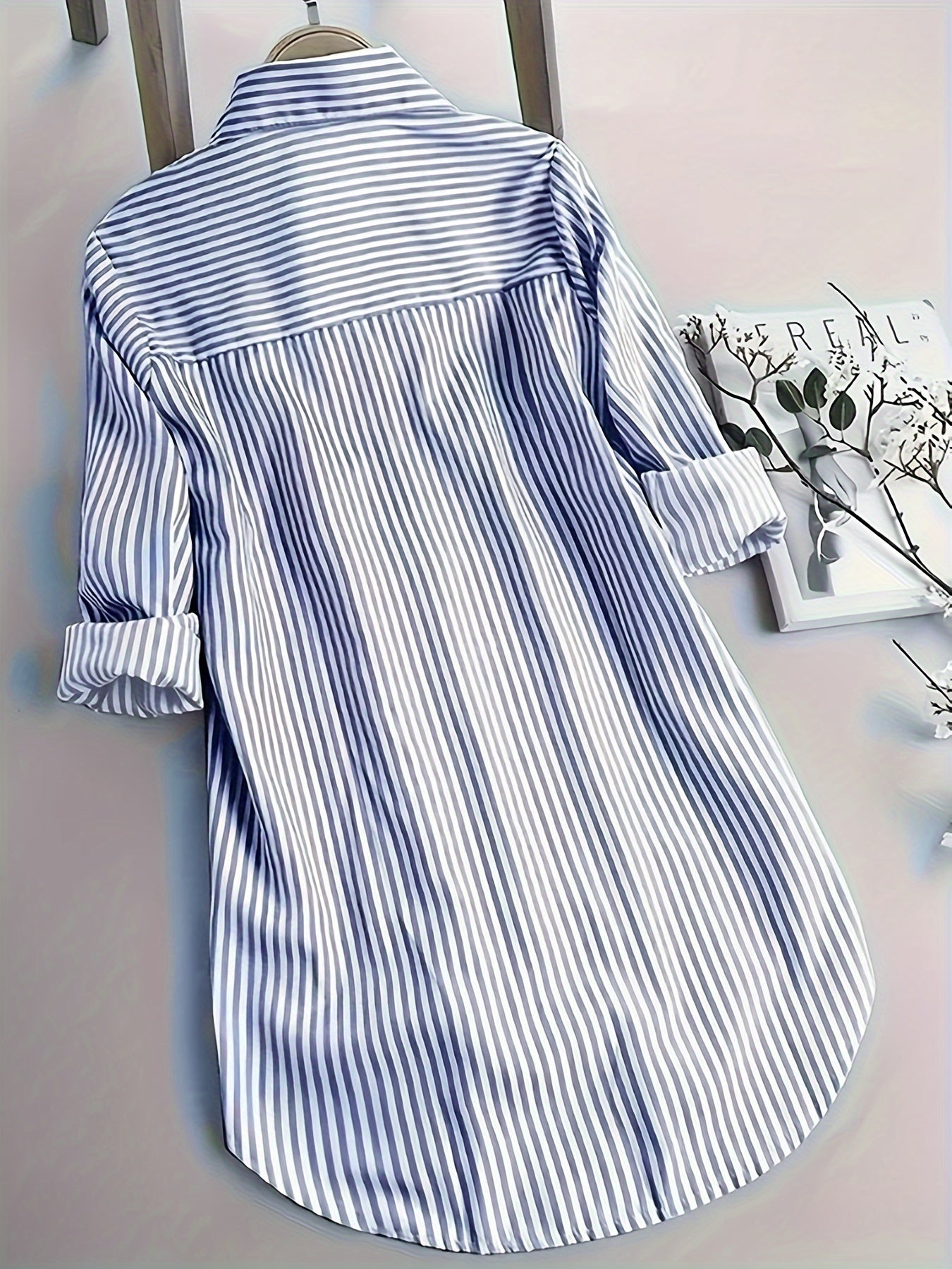 Striped Button Front Blouse