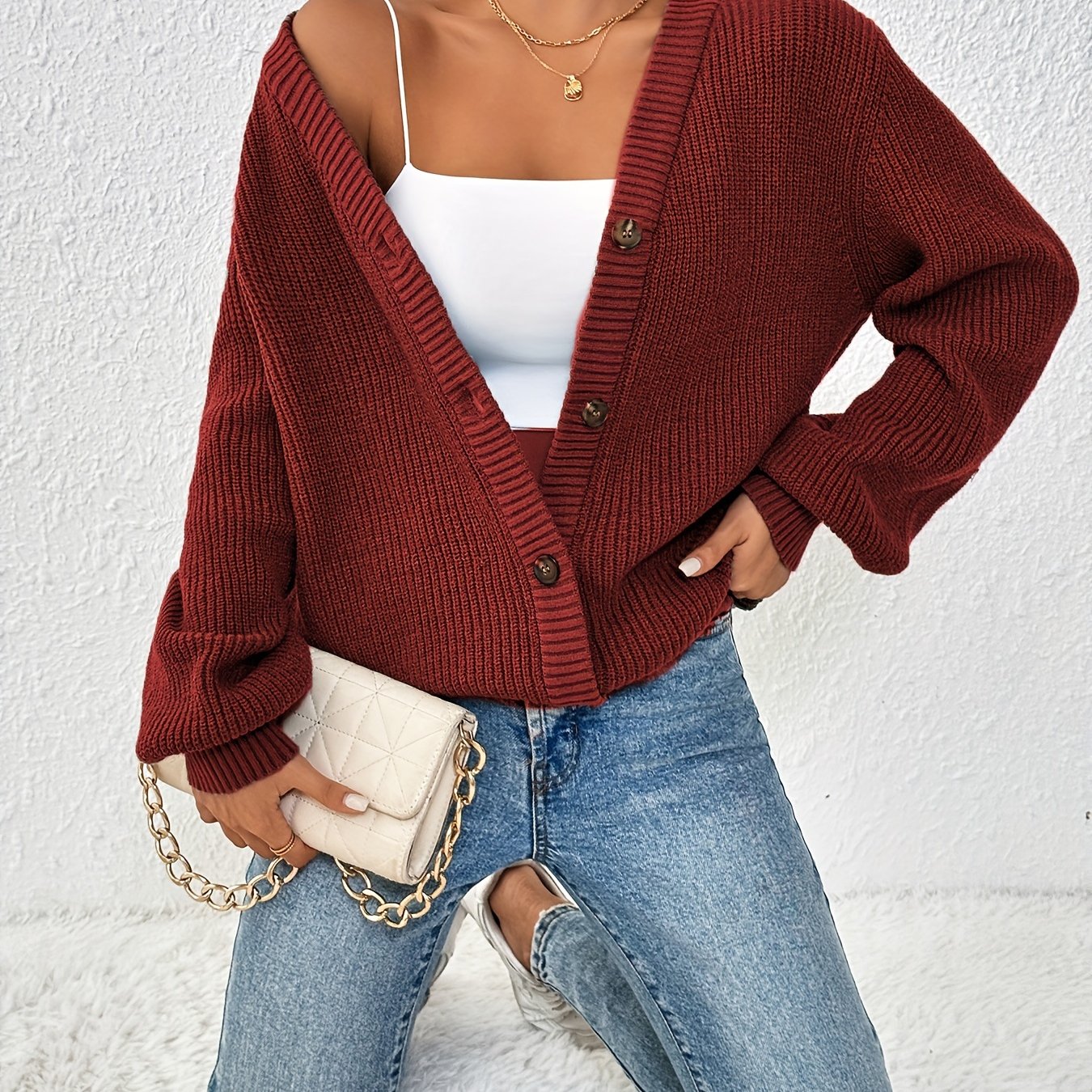 Elegant Knit Cardigan with Button Front