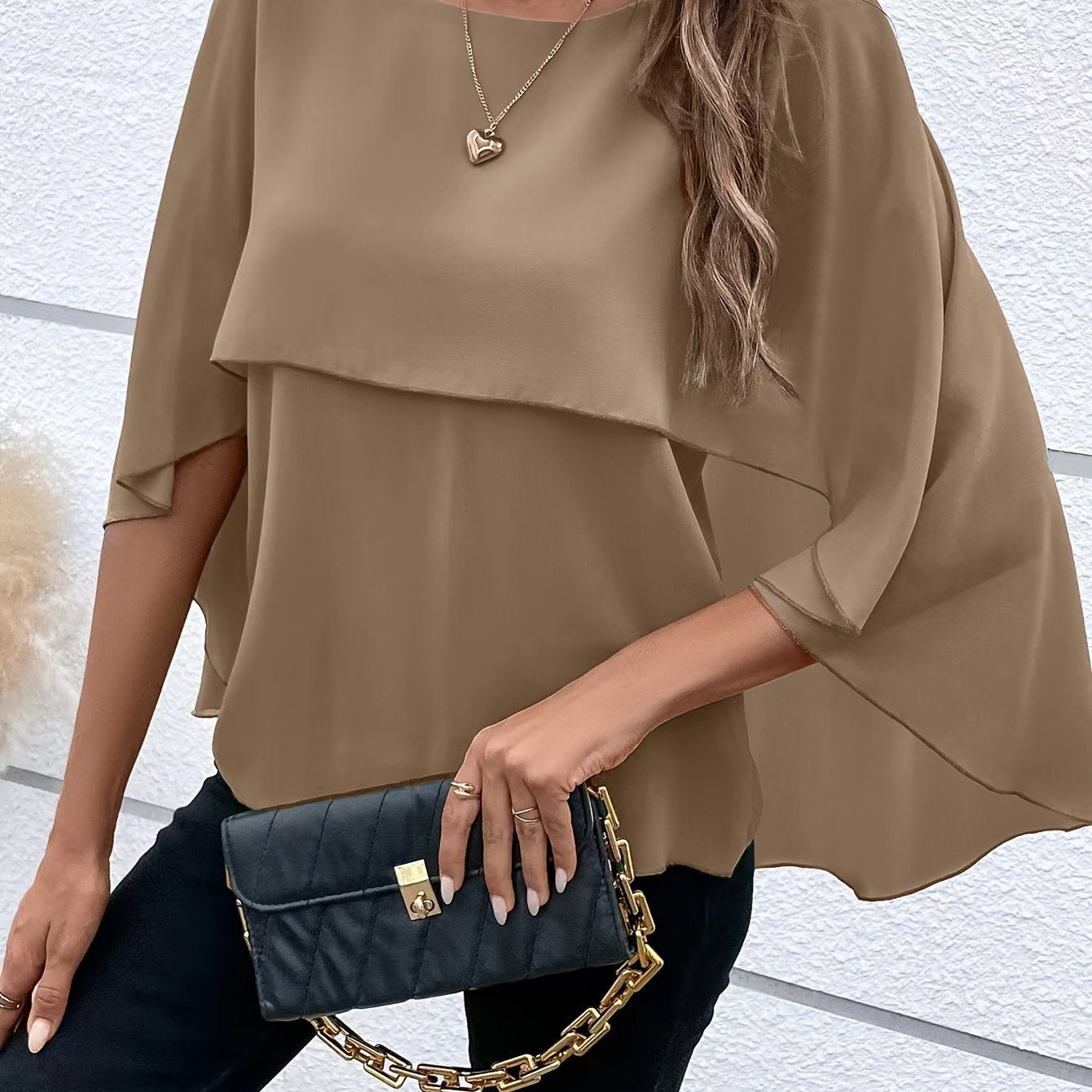 Asymmetrical Hem Short Sleeve Blouse