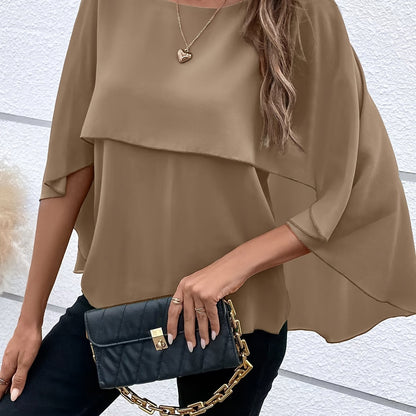 Asymmetrical Hem Short Sleeve Blouse