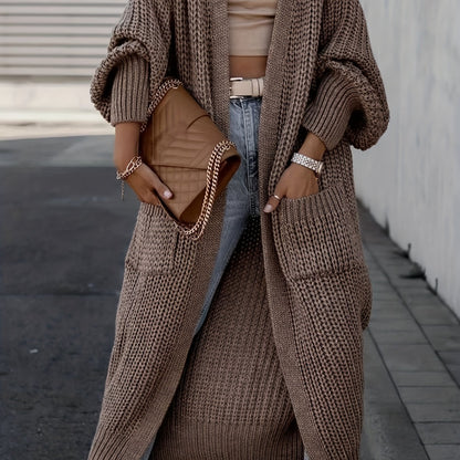 Deep V-Neck Ribbed Cardigan