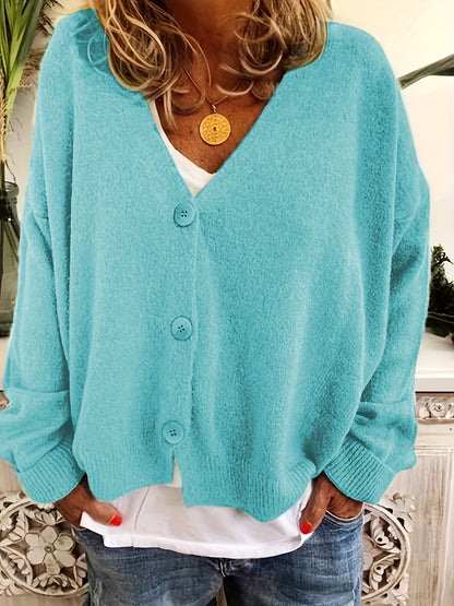 Vibrant V-Neck Knit Cardigan
