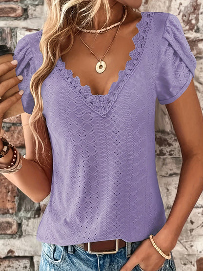 Ruffle Sleeve V-Neck Blouse