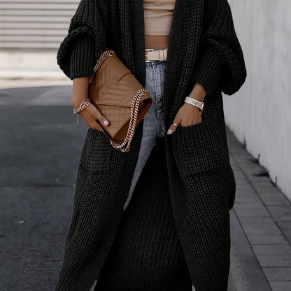 Deep V-Neck Ribbed Cardigan