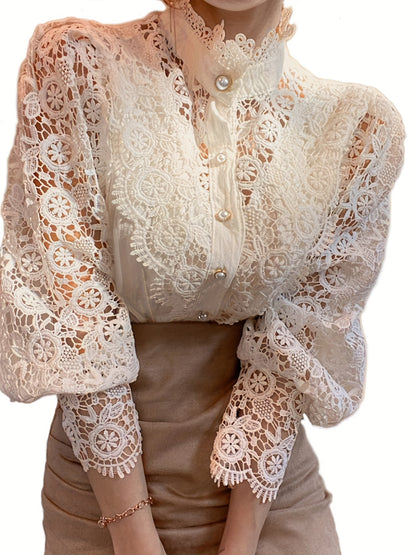 Vintage Lace Pearl Button Blouse