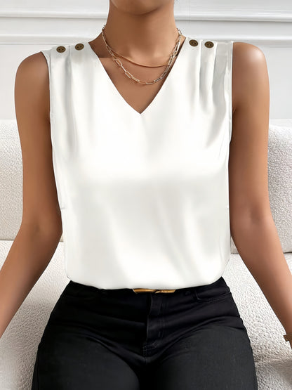 Sleeveless V-Neck Silky Vest