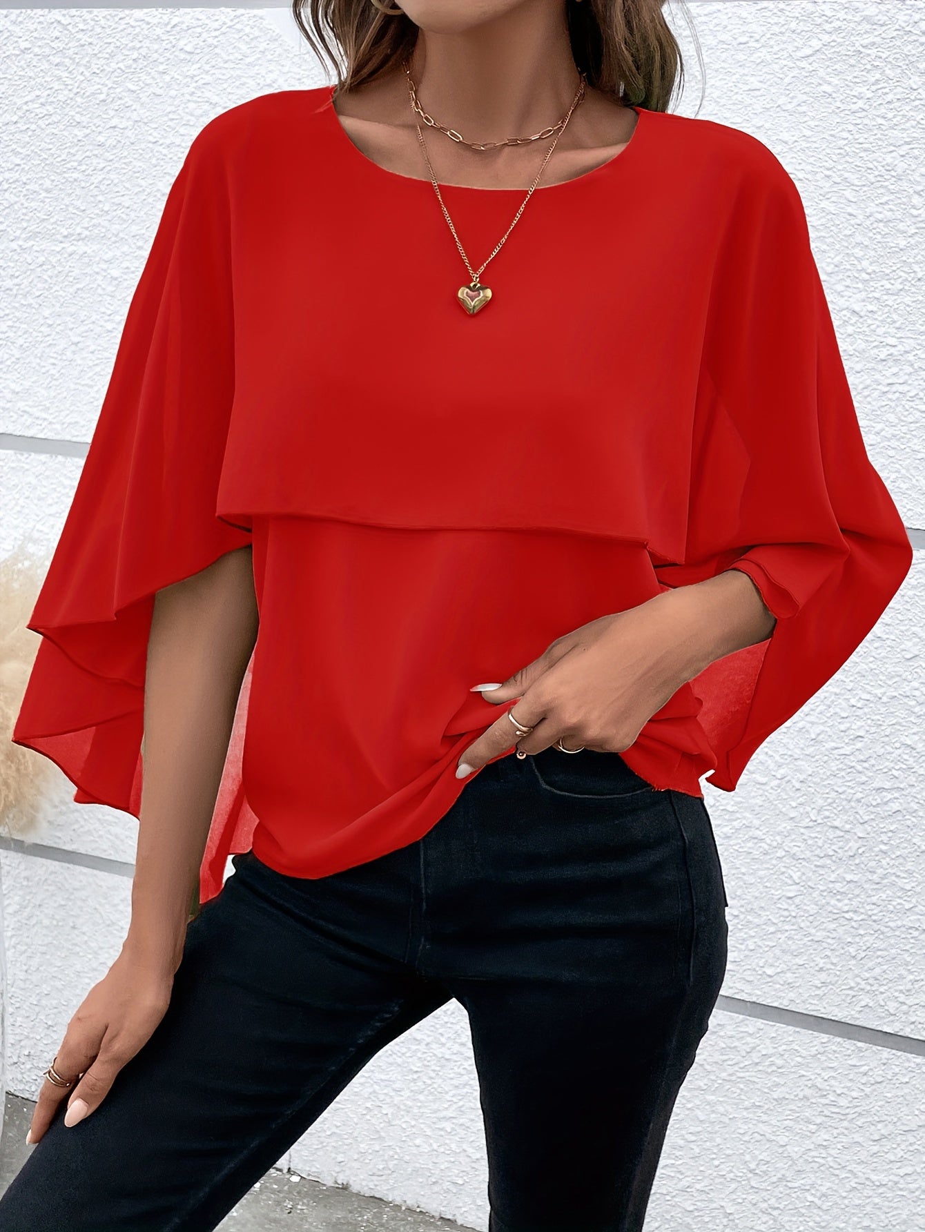 Asymmetrical Hem Short Sleeve Blouse