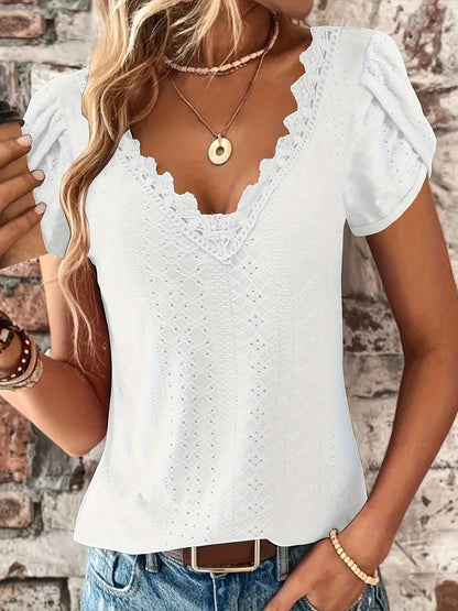 Ruffle Sleeve V-Neck Blouse