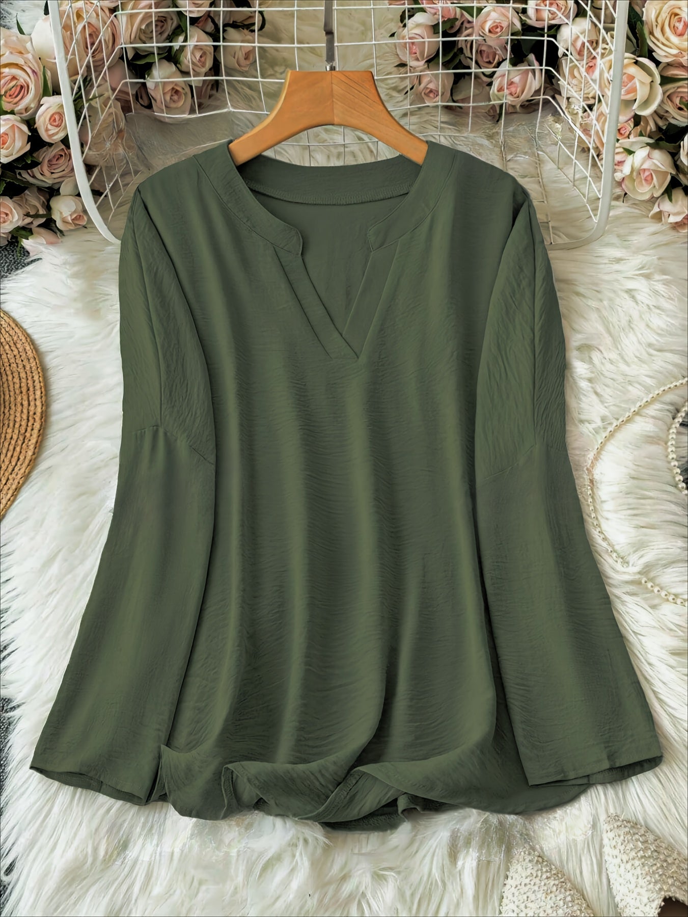 Loose Fit V-Neck Blouse
