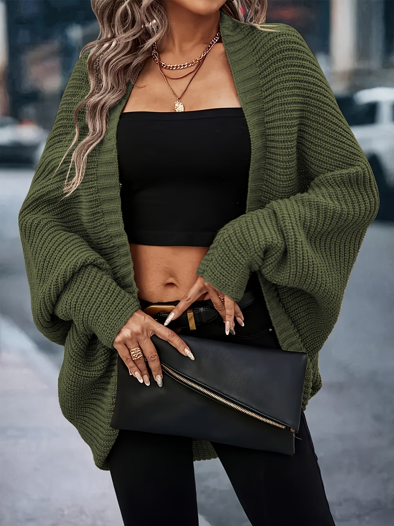Crochet Batwing Sleeve Cardigan
