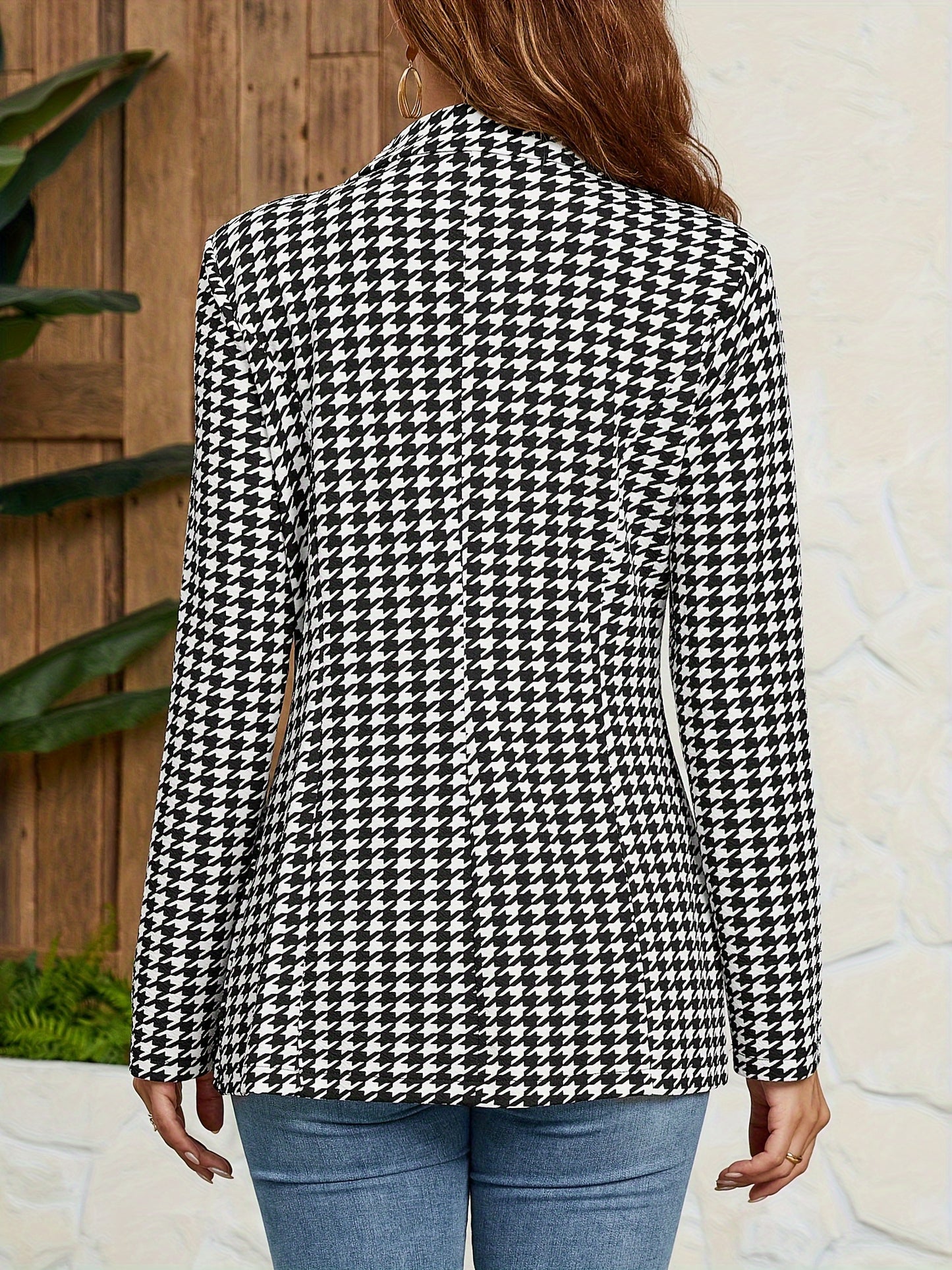 Houndstooth Button Front Blazer
