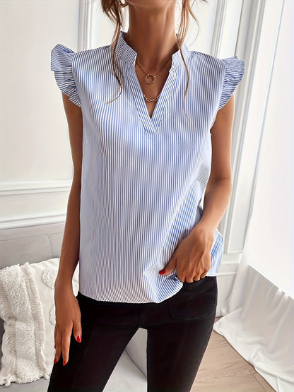 Striped Ruffle Sleeve Shirt