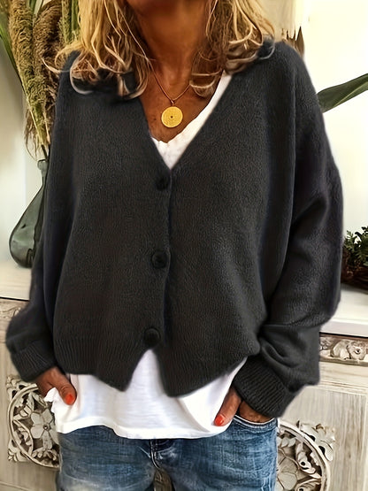 Vibrant V-Neck Knit Cardigan