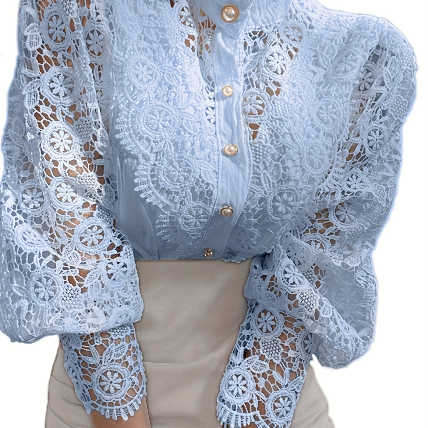Vintage Lace Pearl Button Blouse