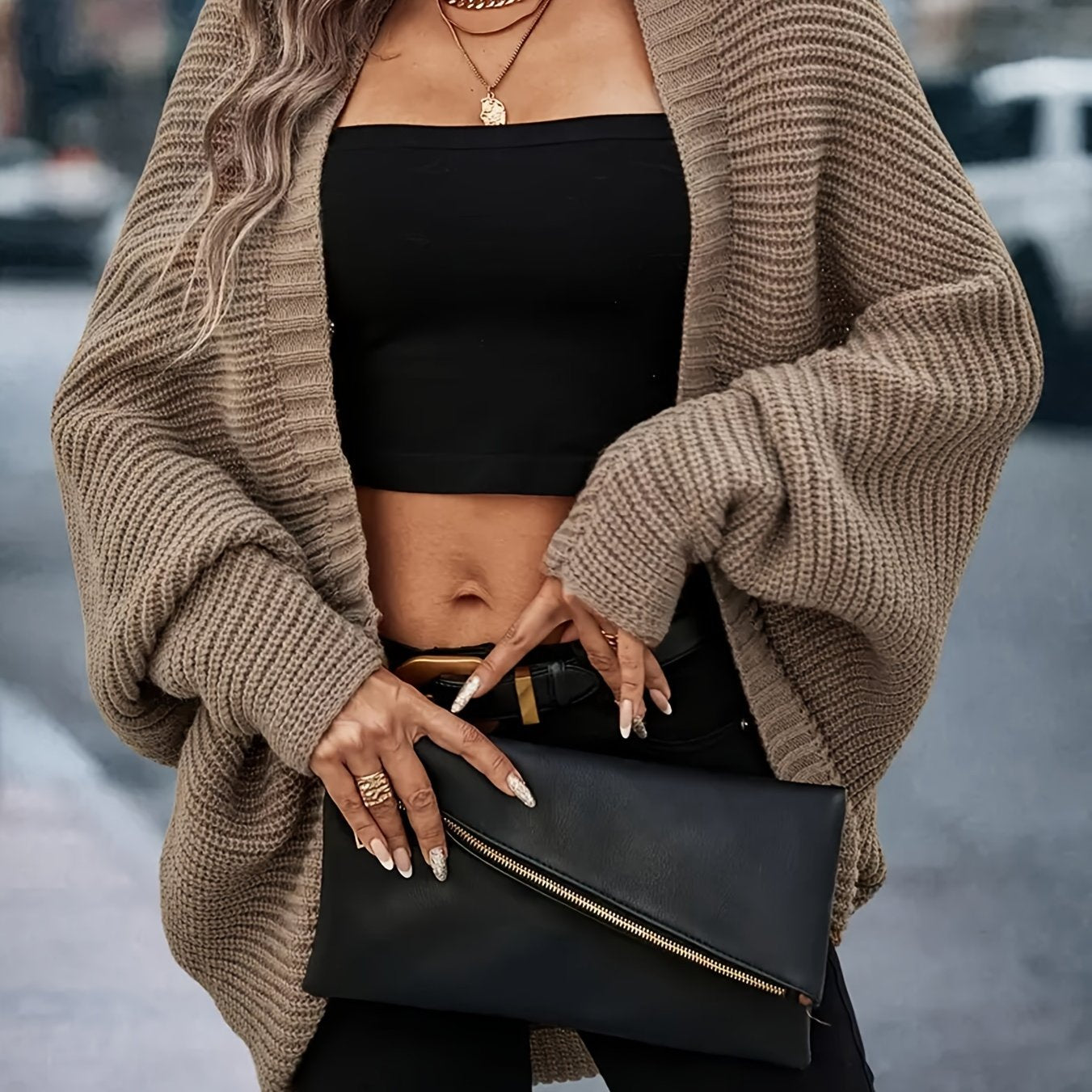 Crochet Batwing Sleeve Cardigan