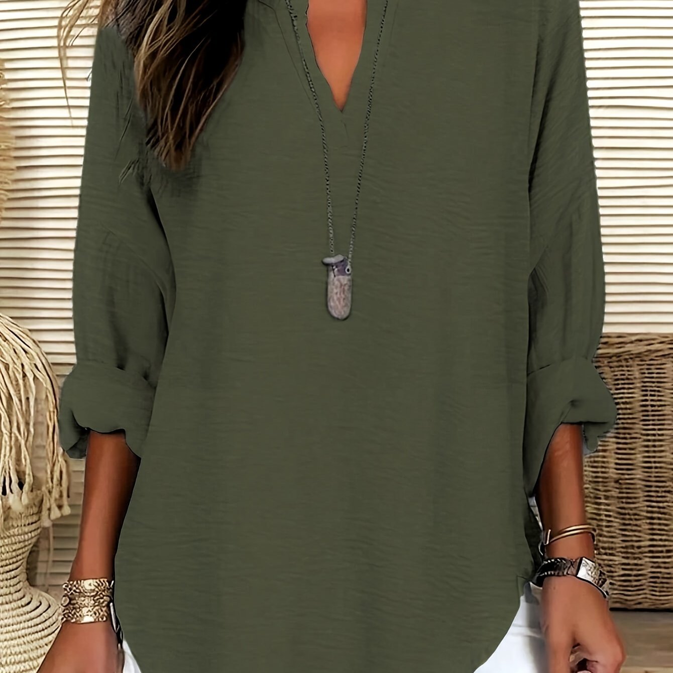 Loose Fit V-Neck Blouse
