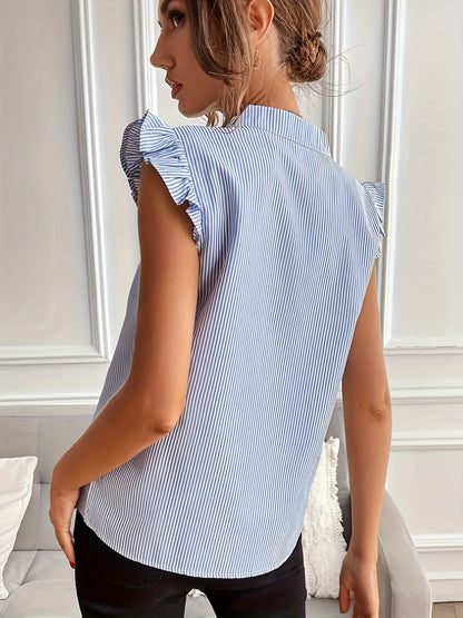 Striped Ruffle Sleeve Shirt