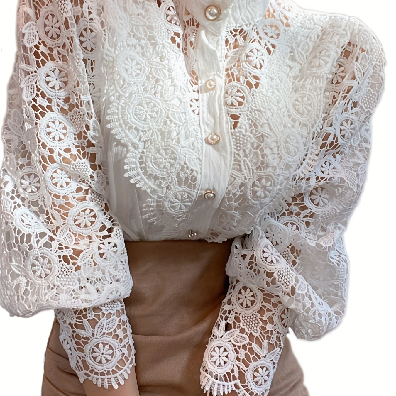 Vintage Lace Pearl Button Blouse
