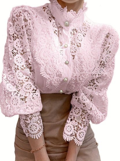 Vintage Lace Pearl Button Blouse