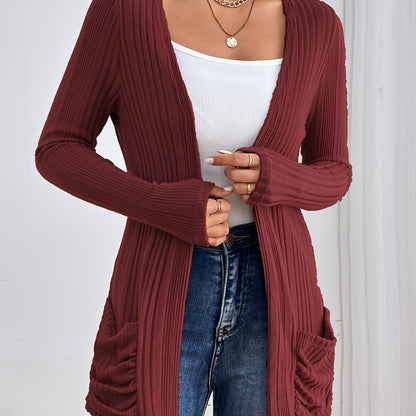 Ribbed Drop Shoulder Cardigan