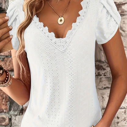 Ruffle Sleeve V-Neck Blouse