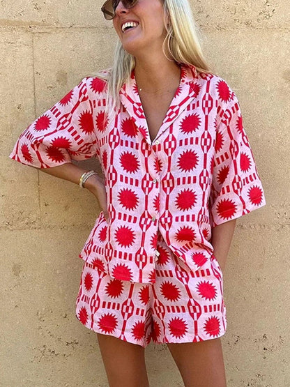 Two-Piece Summer Set – Blouse & Shorts