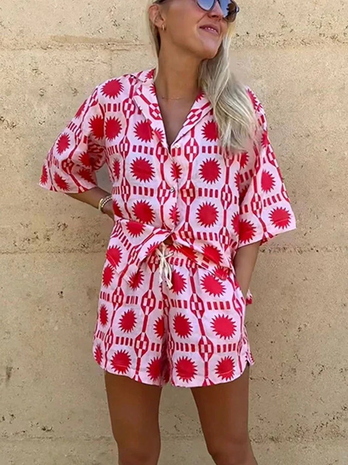 Two-Piece Summer Set – Blouse & Shorts