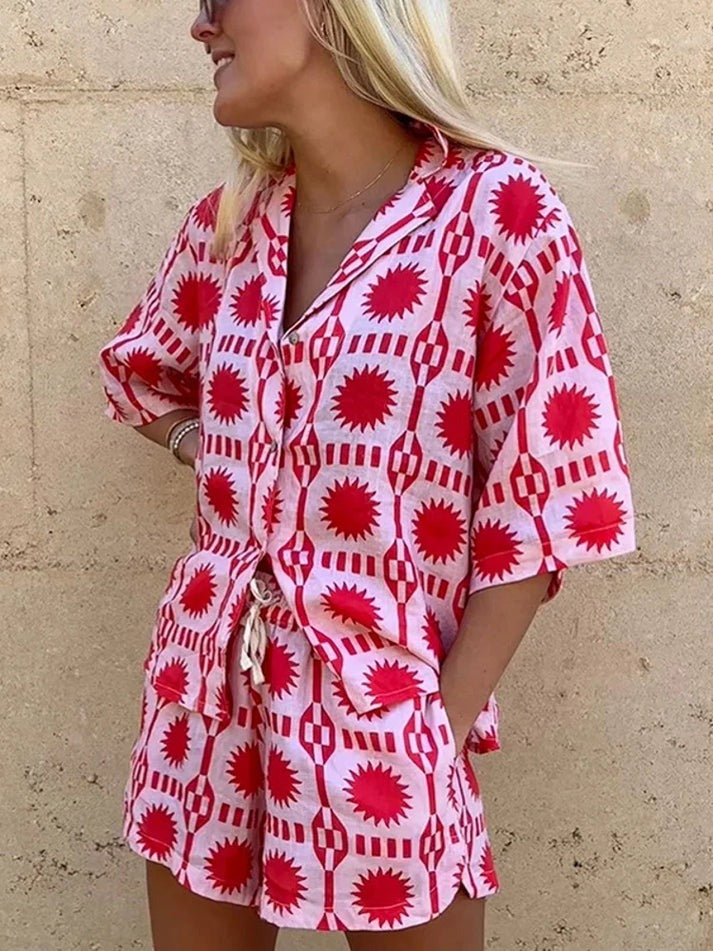 Two-Piece Summer Set – Blouse & Shorts