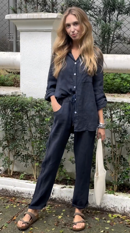 Elegant Linen Two-Piece Set – Shirt & Pants