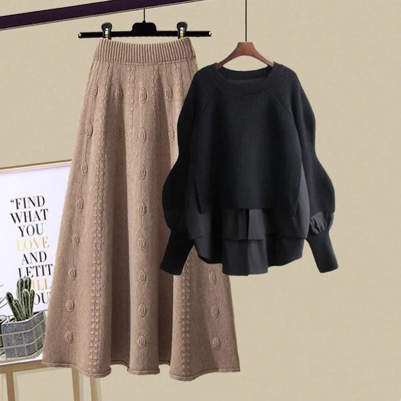 Casual Sweatshirt and Skirt Set