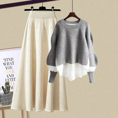 Casual Sweatshirt and Skirt Set