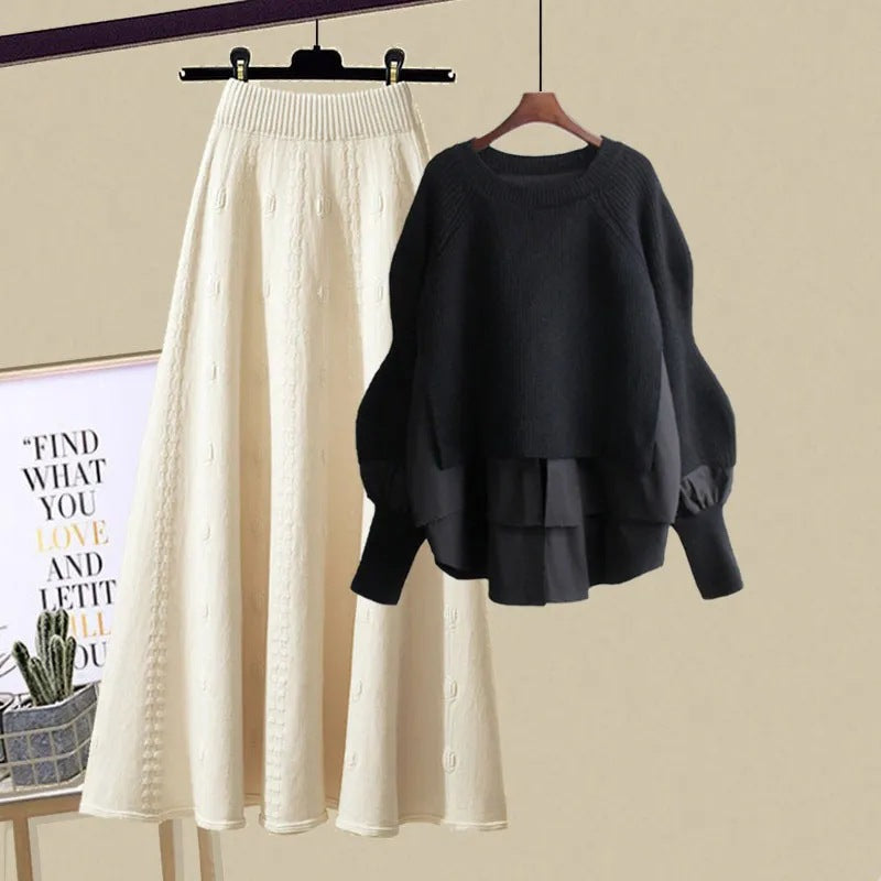 Casual Sweatshirt and Skirt Set