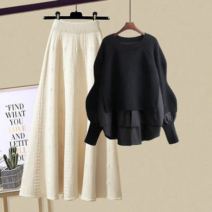 Casual Sweatshirt and Skirt Set
