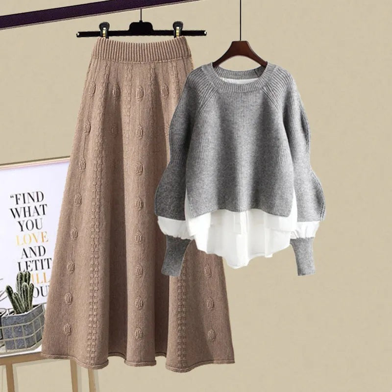 Casual Sweatshirt and Skirt Set