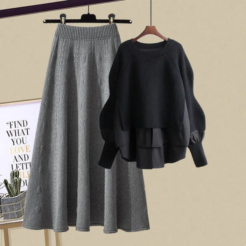 Casual Sweatshirt and Skirt Set