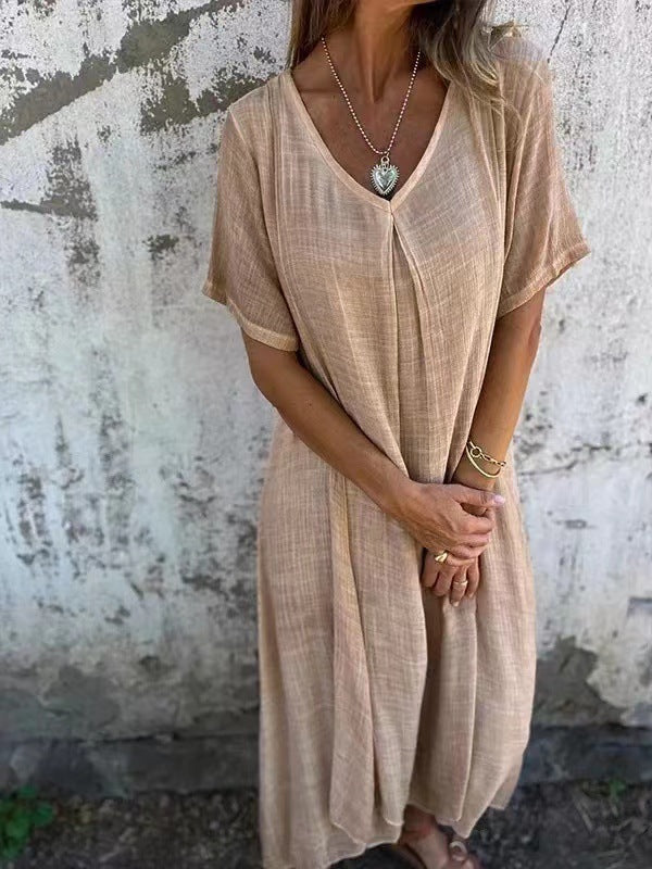 Comfortable dress with V-neck