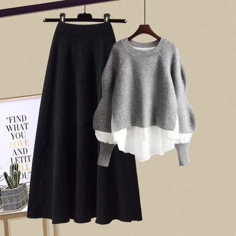 Casual Sweatshirt and Skirt Set
