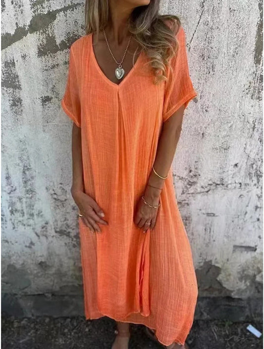 Comfortable dress with V-neck