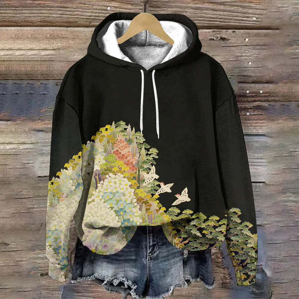 Harajuku Floral Hoodie Sweater