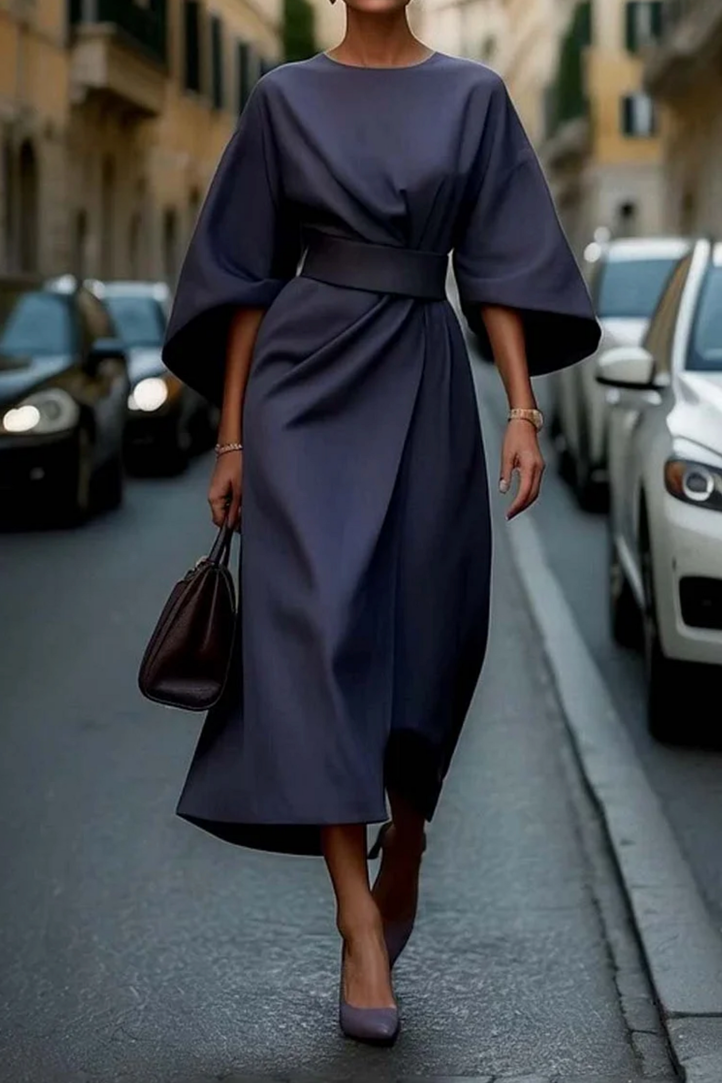 Elegant Dress with Wide Sleeves