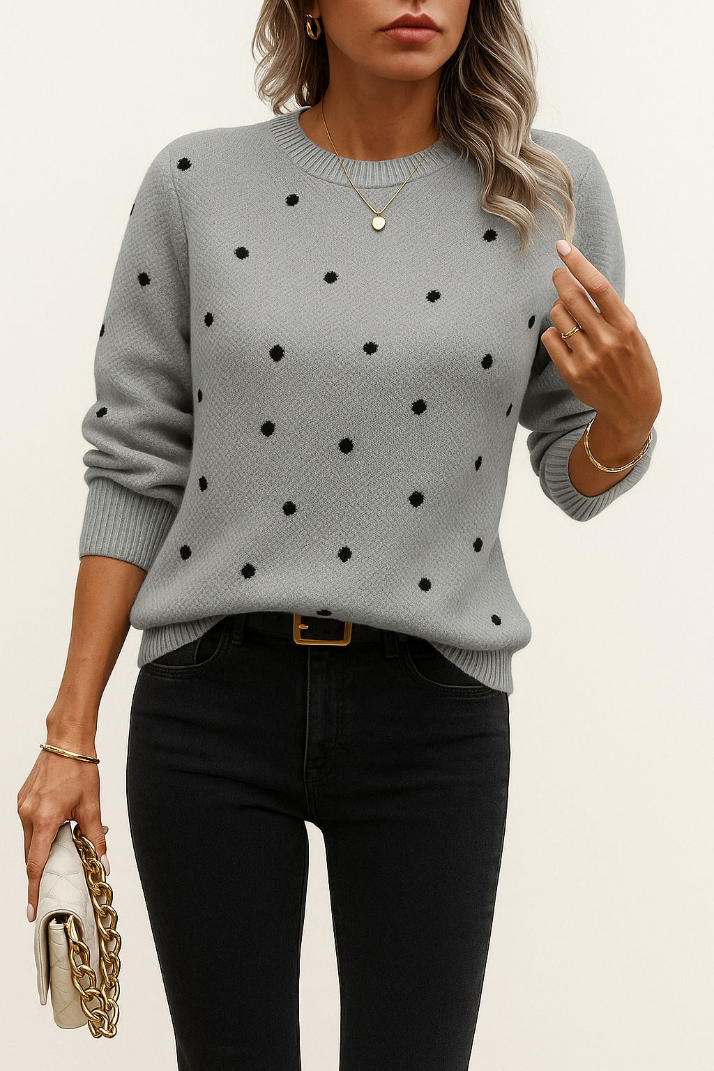 Polka Dot Knit Sweater